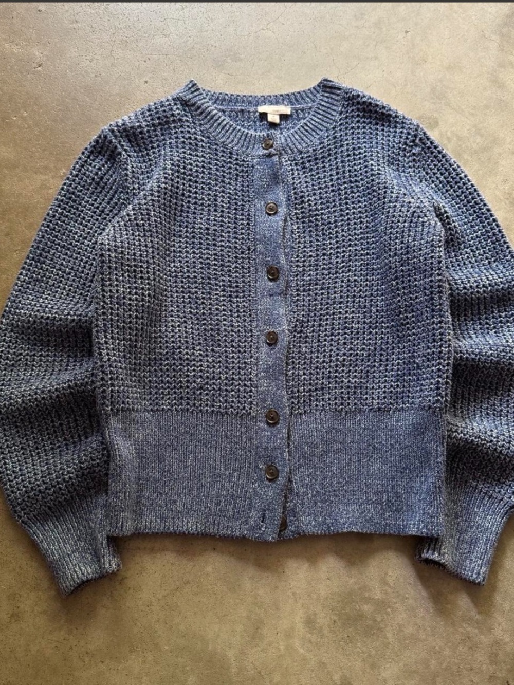 Women's Blue Knit Button-Up Cardigan Sweater